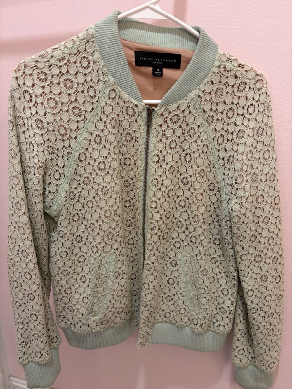 Victoria Beckham Mint Lace Bomber Jacket